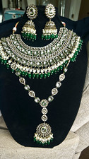 BRAND NEW Premium Indian Bridal Jewelry Set – Grand Kundan & Emerald Green picture