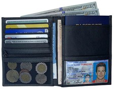 RFID Blocking Genuine Leather Travel Passport Wallet Holder picture