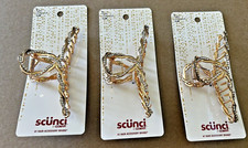 Scunci Claw Clip Crystal Gold Tone Styling Hair Clip Lot of 3 Beautiful 4.5