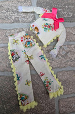 Blythe doll artist custom made vintage print pajamas clothes kitten bear pom pom picture