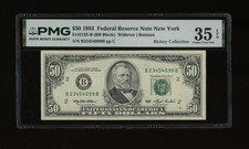 DBR 1993 $50 FRN New York Fr. 2125-B PMG 35 EPQ Serial B23454099B picture