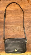Vintage Coach 9755 Black Leather Turn Lock Crossbody Shoulder Bag USA picture